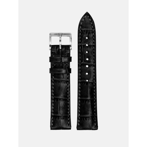 Meistersinger calf leather strap with crocodile grain | 20mm | Black