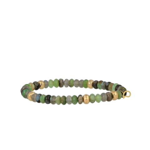 Sundrops | Bracelet Yellow gold | Chrysoprase - Labrodorite - Rhyolith