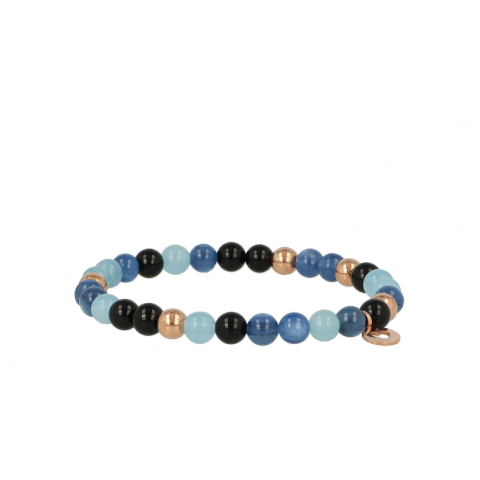 Sundrops | Bracelet Pink gold | Onyx-Kyanite-Aquamarine