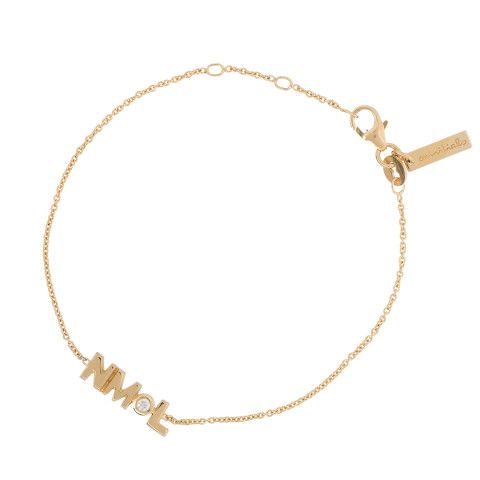 three initial diamond bracelet chain