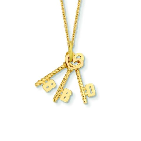 Minitials Three Key To My Heart Necklace | 18ct Gold