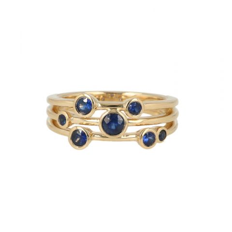 Yeva | Ring Yellow gold Fantasy | 7 Blue Sapphires