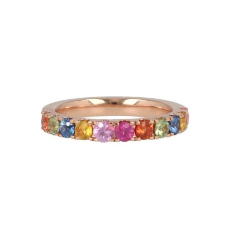 Yeva | Half Alliance Ring | Rainbow Sapphires 1.47ct
